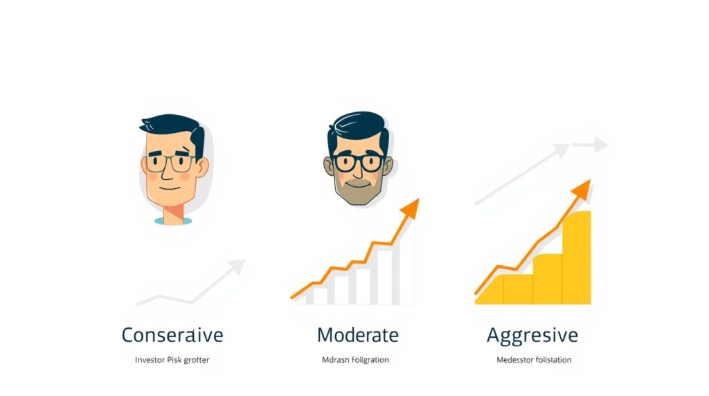 Infográfico mostrando os três perfis de investidor: conservador, moderado e arrojado.