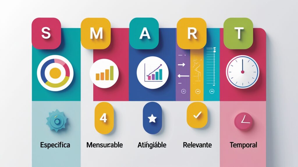 Infográfico mostrando os cinco elementos da metodologia SMART.