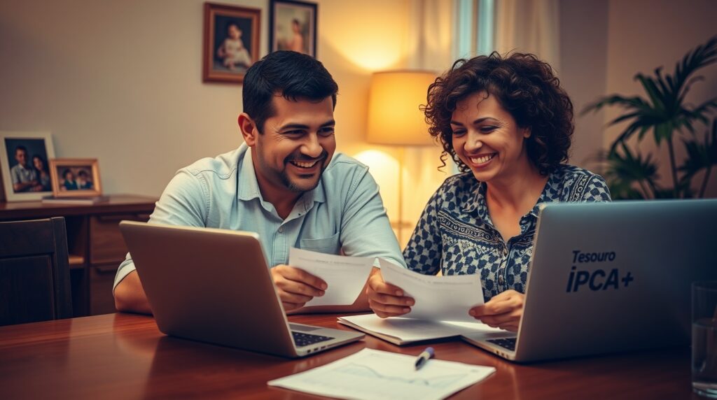 Casal planejando o futuro financeiro com Tesouro IPCA+.